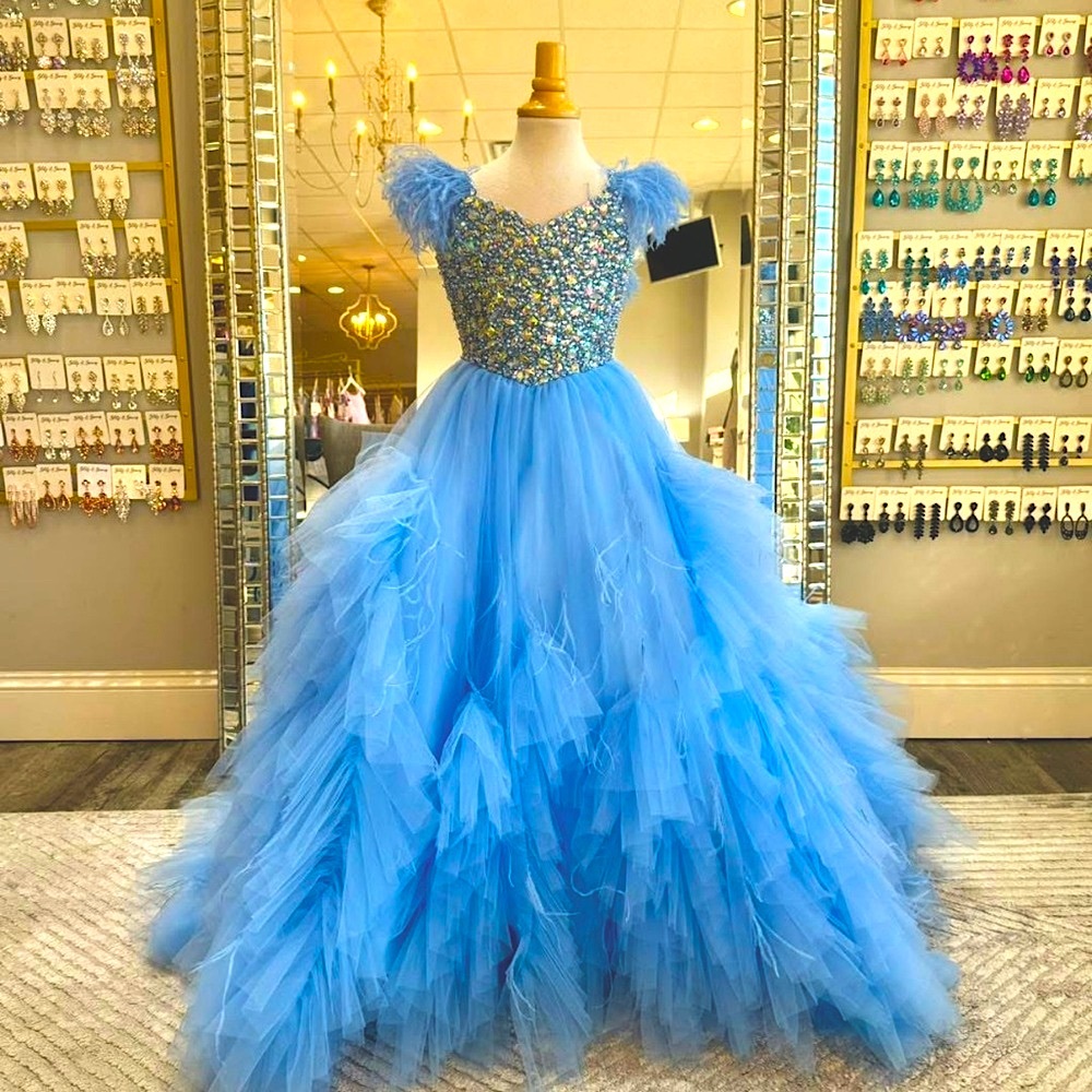 Elegant Blue Kids Pageant Dress